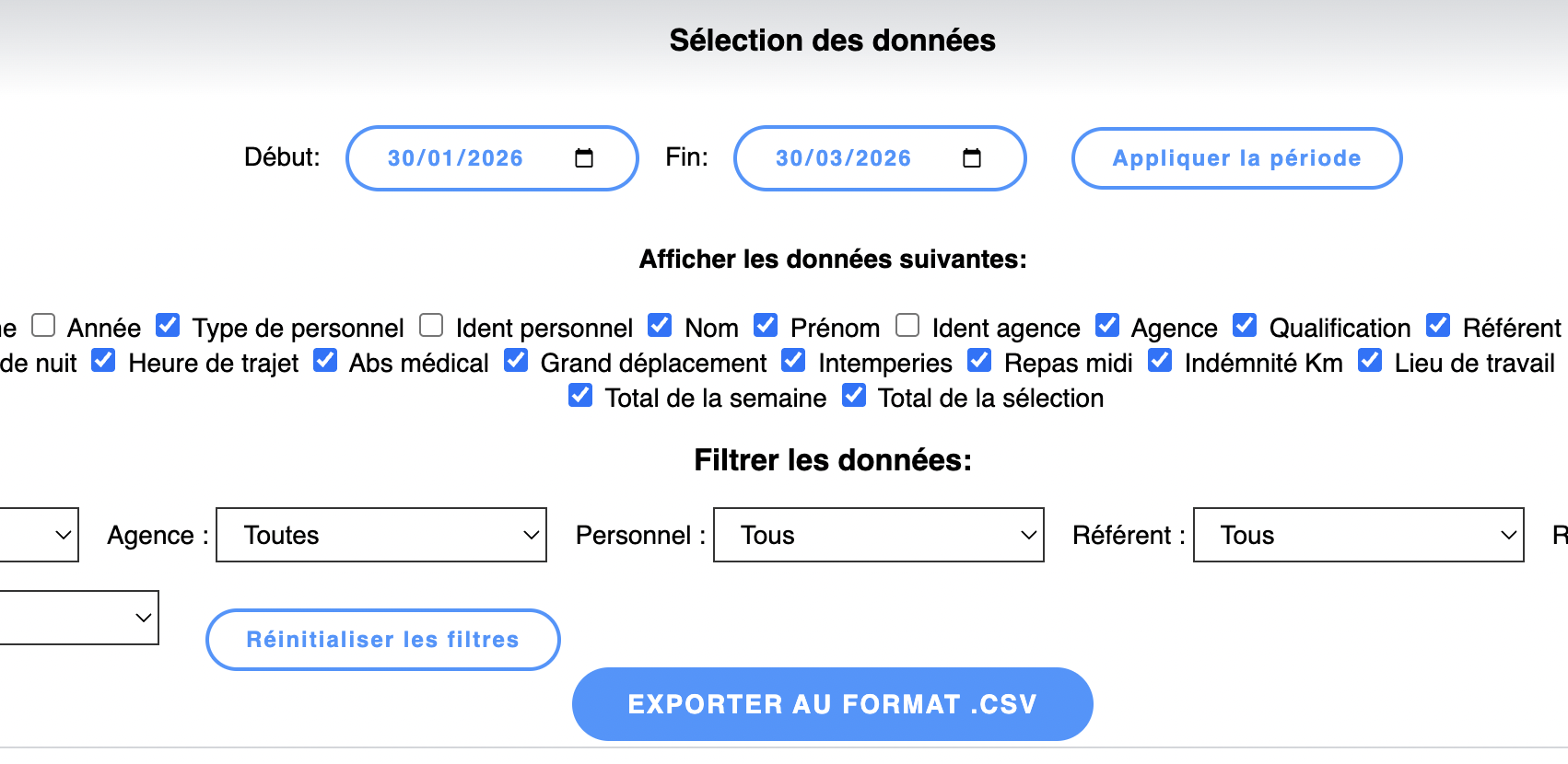 La sélection des données