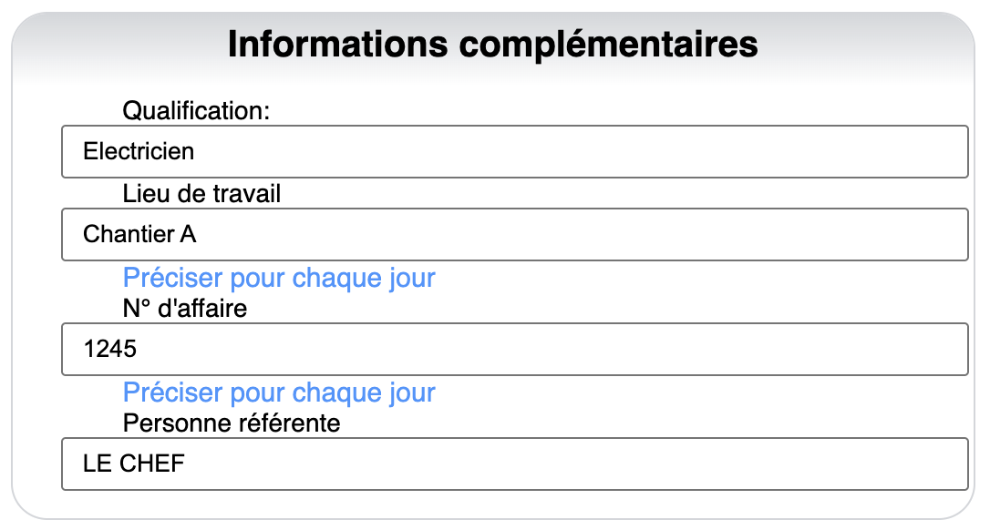 les informations complémentaires